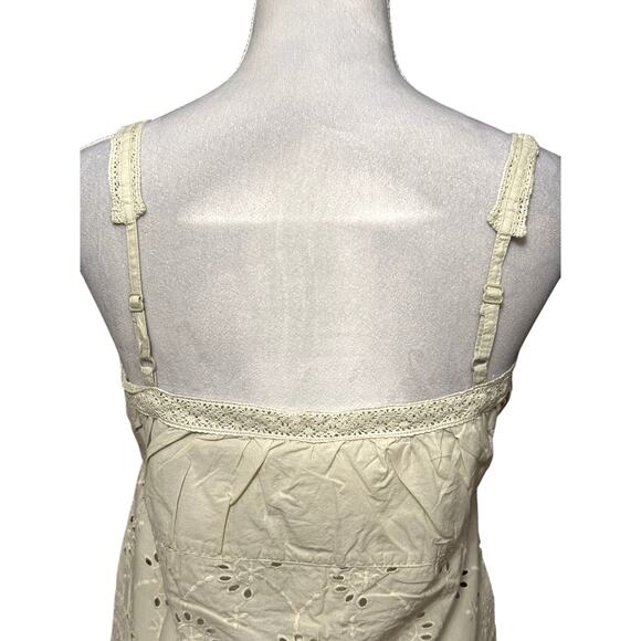 Guess Crop Tank Button Front Eyelet Lace Pattern Sleeveless Green Women's S NWT - Picture 7 of 11